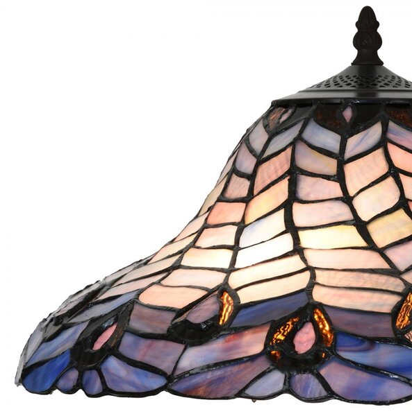 Modrá stolní lampa Tiffany Bleu Gérald - Ø 40*60cm - Clayre & Eef