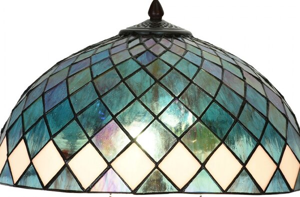 Modrá stolní lampa Tiffany Blue Ocean - Ø 40*61cm - Clayre & Eef