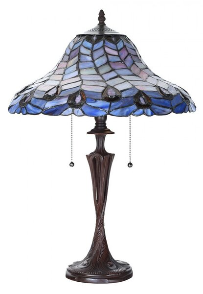 Modrá stolní lampa Tiffany Bleu Gérald - Ø 40*60cm - Clayre & Eef