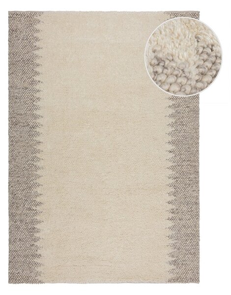 Krémový ručně tkaný koberec s příměsí vlny 160x230 cm Minerals Border – Flair Rugs