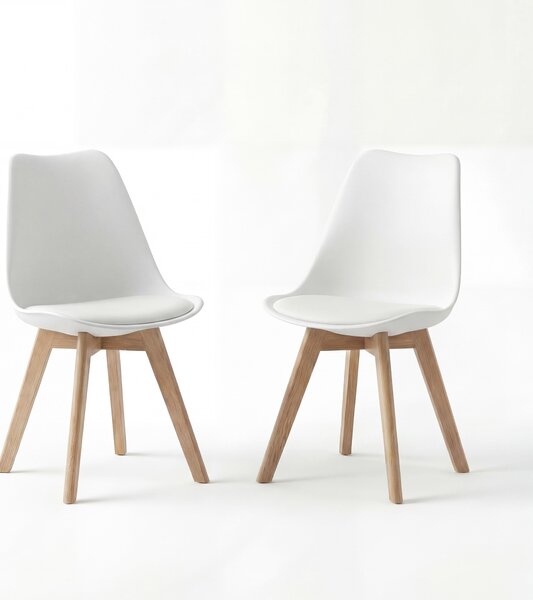 BEALIFE Sada 2 jídelních židlí TB18 | Ergonomické, výška sedáku 45 cm, PP + dřevěné nohy, skandinávský design | Do jídelny a pracovny | Černá/bílá