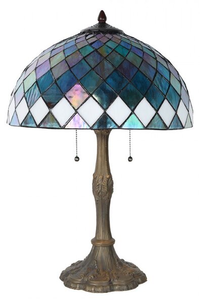 Modrá stolní lampa Tiffany Blue Ocean - Ø 40*61cm - Clayre & Eef