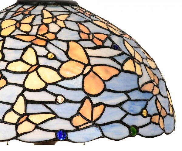 Modrá stolní lampa Tiffany Butterflies - Ø 40*60 cm - Clayre & Eef