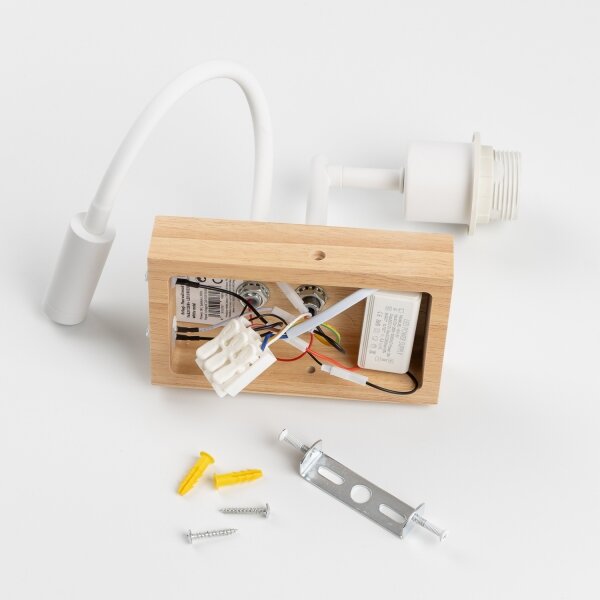 Brilagi - LED Flex. lampa BOBO WOOD 1xE27/25W/230V + LED/3W dub/bílá/modrá/medv