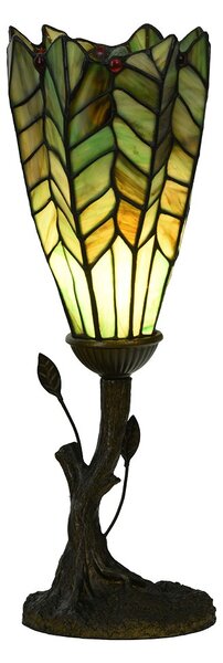 Zelená stolní lampa Tiffany ve tvaru květu - Ø 15*42 cm E14/max 1*25W - Clayre & Eef