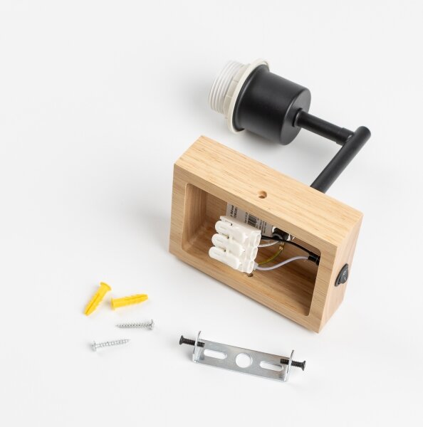 Brilagi - Nástěnná lampa BOBO WOOD 1xE27/25W/230V dub/černá/béžová/puntíky