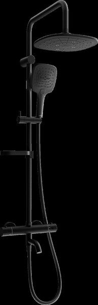 Mexen KX17 sprchový set s horní hlavicí 24 cm s termostatickou vanovou baterií Kai, černá, 779001791-70