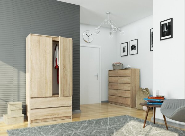 Šatní skříň s otočnými dveřmi 90cm sonoma