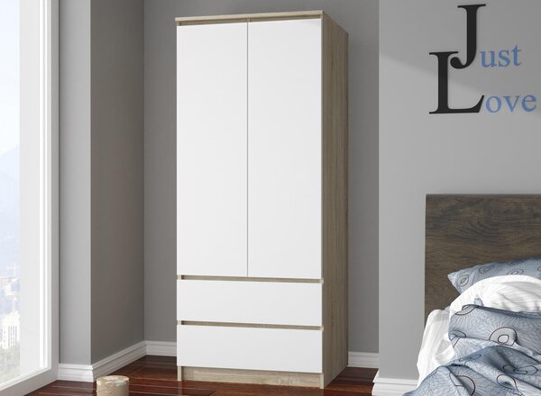 Šatní skříň s otočnými dveřmi 90cm sonoma / bílá