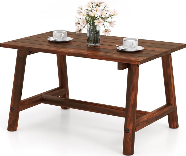 KOMFOTTEU zahradní stl z masivního deva, venkovní stolek, nosnost 125 kg, obdélníkový, nízký stl s lamelovou deskou, na balkon, terasu, 90 x 55 x 50 cm, hndý