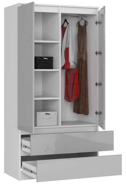 Šatní skříň s otočnými dveřmi 90cm metalická lesklá