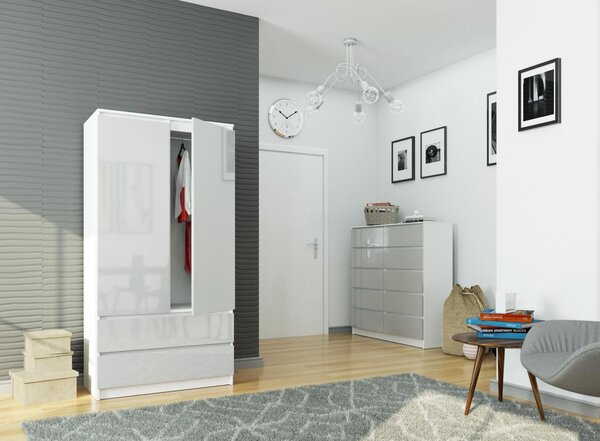 Šatní skříň s otočnými dveřmi 90cm metalická lesklá