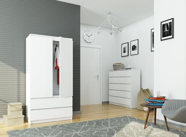 Šatní skříň s otočnými dveřmi 90cm bílá