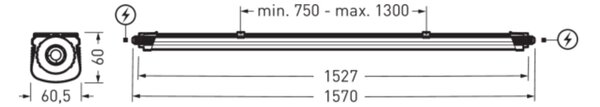 2315 G4 1500 55/38/ML-8MC ET PC +LV prachotěs.svít. L1500 48/33W 5600/3800lm IP65 4000&6500K