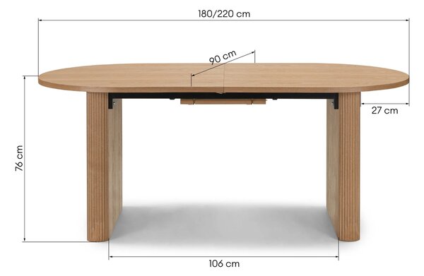 Hector Rozkládací jídelní stůl Inari 180/220 cm dub přírodní
