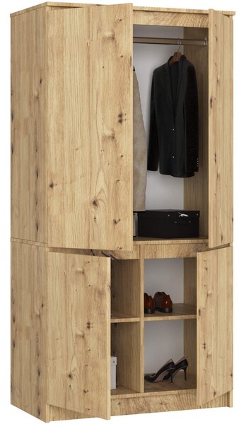 Šatní skříň s otočnými dveřmi 90cm 4D dub artisan