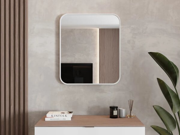 Designové zrcadlo Simple White 70×60 / 80×60 – montáž na výšku i šířku | Lavedo by Aplomo Rozměr: 70cm