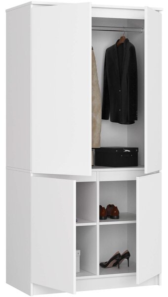 Šatní skříň s otočnými dveřmi 90cm 4D bílá