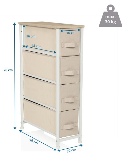 Hjh LIVING Komoda se 4 zásuvkami FOLDRESS S Příborník 76,0 x 20,0 x 48,0 cm