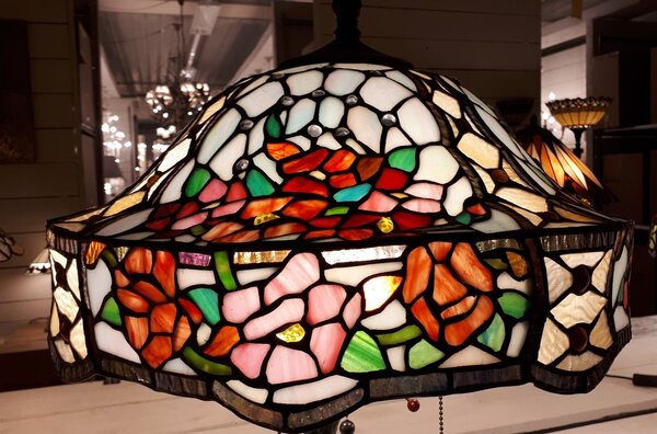 Stolní lampa Tiffany Flowers - Ø 45*62 cm 3x E27 / Max 60w - Clayre & Eef