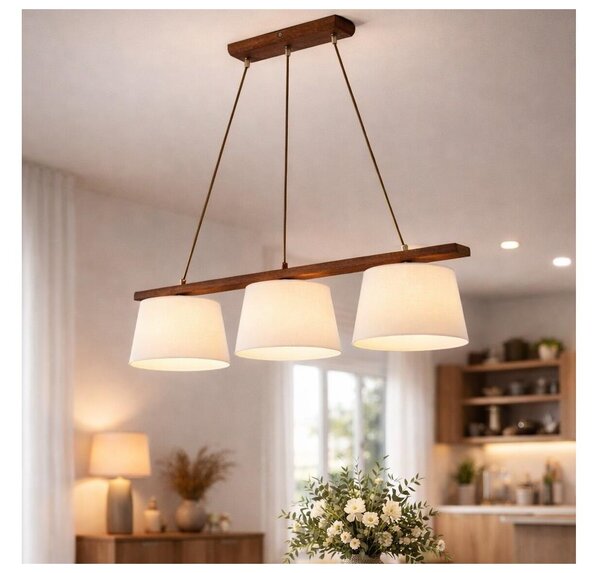 Lustr na lanku AIDA 3xE27/60W/230V pr. 25 cm dub/ořech