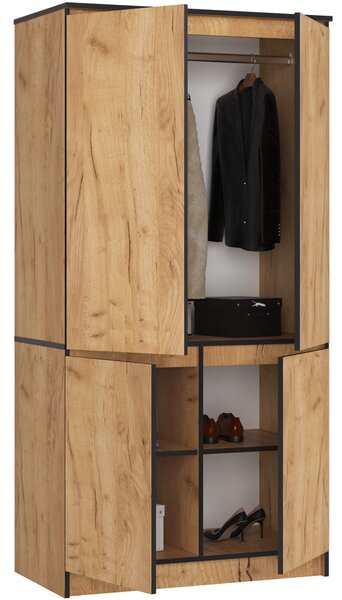 Šatní skříň s otočnými dveřmi 90cm 4D dub craft