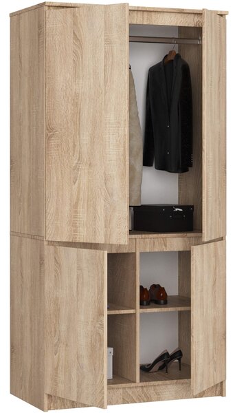 Šatní skříň s otočnými dveřmi 90cm 4D dub sonoma