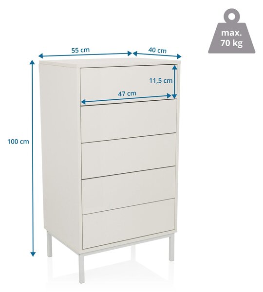 Hjh LIVING Komoda s 5 zásuvkami BJORDAL Příborník 100,0 x 55,0 x 40,0 cm
