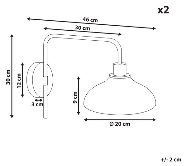 Sada 2 nástěnných lamp MOLINO Zlatá Kov