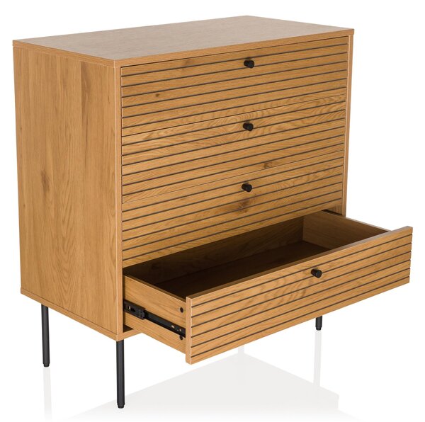 Hjh LIVING Komoda se 4 zásuvkami LINNO K Příborník 85,0 x 80,0 x 40,0 cm