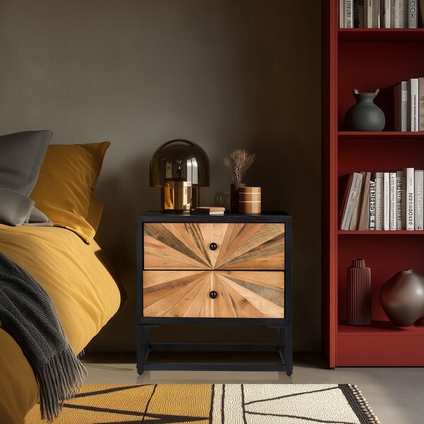 Hjh LIVING Příborník SANTJAGO BLACK SUN S Komoda Skříňka s knoflíkovou rukojetí 50,5 x 49,0 x 32,0 cm