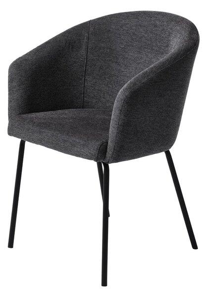 Tmavě šedé čalouněné jídelní křeslo s područkami Easton – Unique Furniture