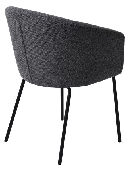 Tmavě šedé čalouněné jídelní křeslo s područkami Easton – Unique Furniture