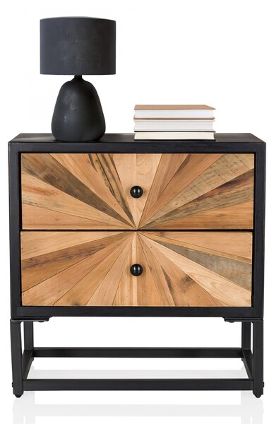 Hjh LIVING Příborník SANTJAGO BLACK SUN S Komoda Skříňka s knoflíkovou rukojetí 50,5 x 49,0 x 32,0 cm