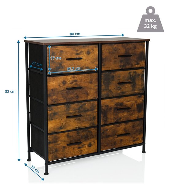 Hjh LIVING Komoda s 8 zásuvkami RAGALA LIGHT Příborník 82,0 x 80,0 x 30,0 cm