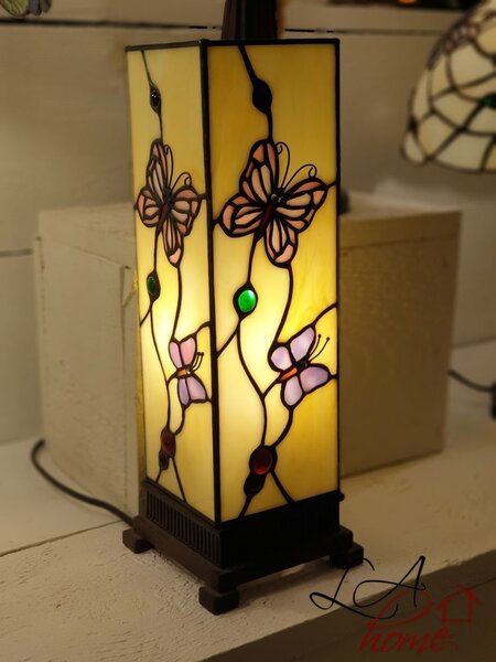 Stolní lampa Tiffany Butterfly Garden - 12.5*35 cm - Clayre & Eef