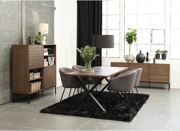 Tmavě šedé čalouněné jídelní křeslo s područkami Easton – Unique Furniture