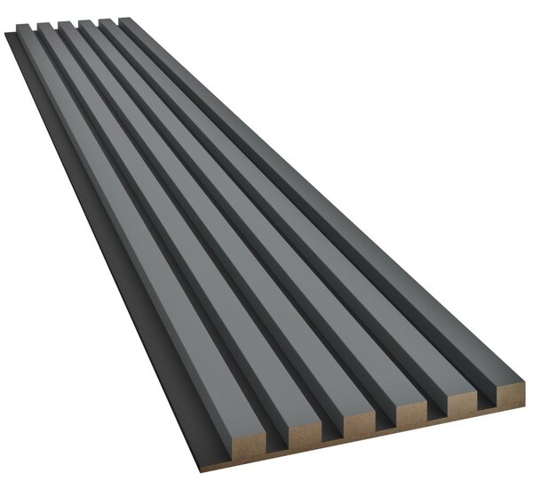 Akustický panel, podklad MDF deska, úzká lamela, grafit, 30x275 cm
