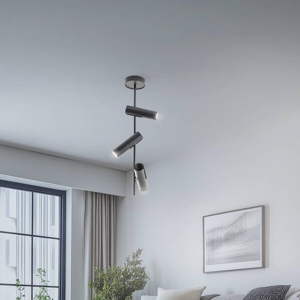 SIGMA Stropní bodové osvětlení Leda 3, antracit, 3 žárovky, ocel, výška 76 cm, stmívatelný, Černá, Obývací pokoj / jídelna, kov, Moderní