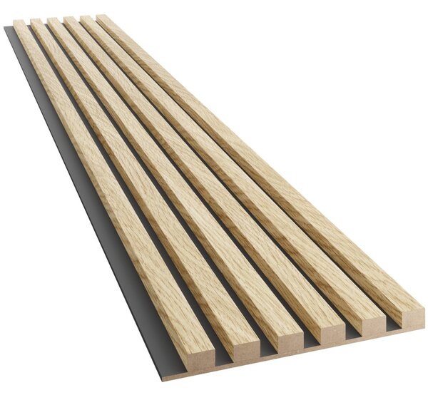 Akustický panel, podklad MDF deska, úzká lamela, Evropský dub, 30x275 cm