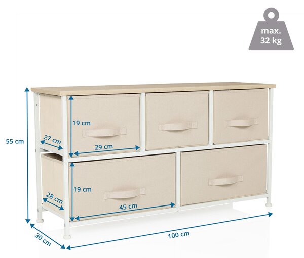 Hjh LIVING Komoda s 5 zásuvkami FOLDAR Příborník 55,0 x 100,0 x 30,0 cm