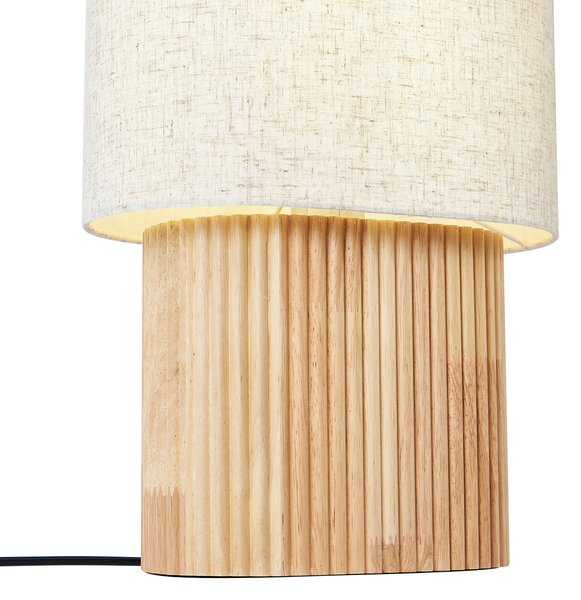 Japandi stojací lampa dřevěná s lněným stínidlem 70 cm - Lamel