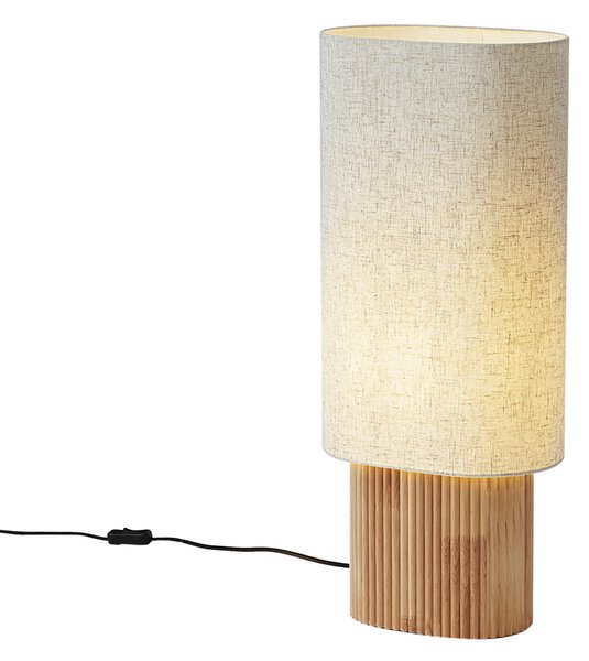 Japandi stojací lampa dřevěná s lněným stínidlem 70 cm - Lamel