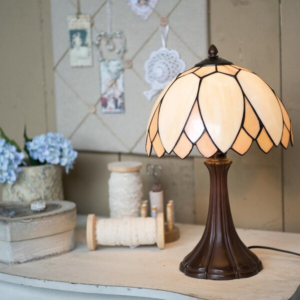 Stolní lampa Tiffany Pivoine - Ø 25*42 cm 1x E14 / max 60w - Clayre & Eef