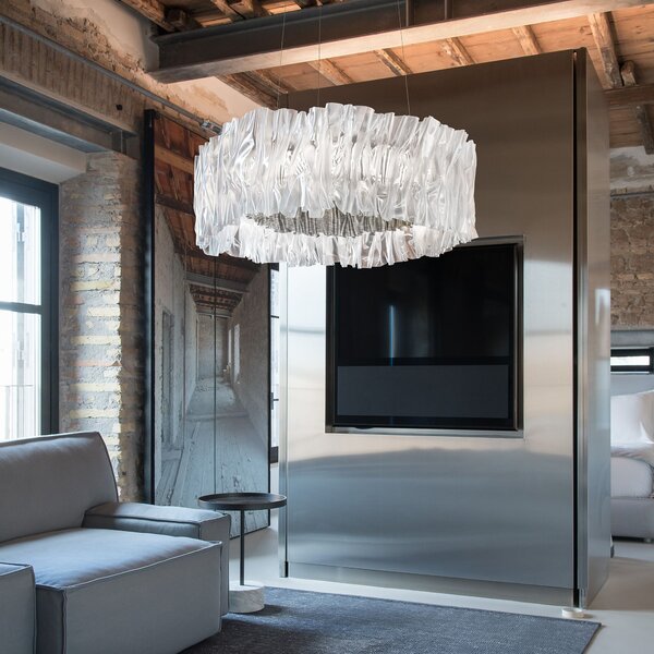 SLAMP ACRSM00SLV01T27NMTEU Accordéon, designové svítidlo se stříbrnou, 52W 2700K stmívatelné, prům. 57cm