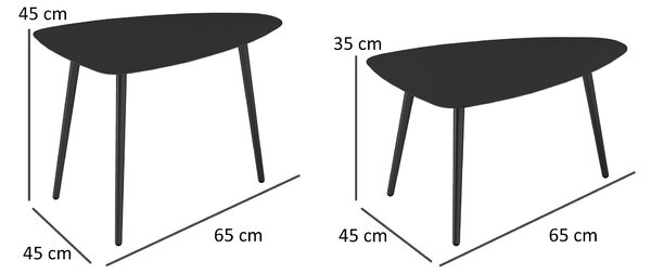 Outsunny Sada kávových stolů 2 kusy, Weatherproof ocelový balkonový stůl, boční stůl v geometrickém designu, venkovní kávový stůl, zahradní stůl na te
