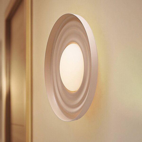 Lindby LED nástěnné světlo Waves, béžové, Ø 43 cm, kov, Krémová / jantar, Obývací pokoj / jídelna, kov, Moderní