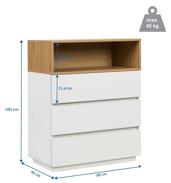 Hjh LIVING Komoda se 3 zásuvkami MELMO K Příborník 100,0 x 80,0 x 40,0 cm