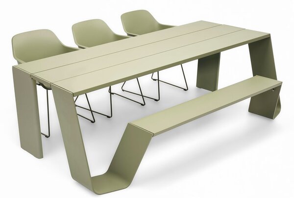 Extremis Jídelní stůl s integrovanou lavicí na jedné straně Hopper combo 240, Extremis, 238x123x74 cm, lakovaný hliník barva dle vzorníku RAL