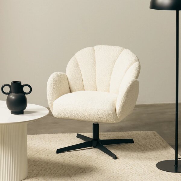 Hector Otočné designové křeslo Casablanca bouclé bílé/černé